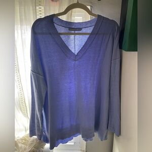 Hannah Rose Cotton Cashmere blend Blue Knit Sweater size M